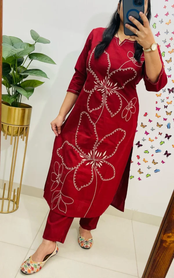 V embroidery work Full Dupatta Set - Image 4