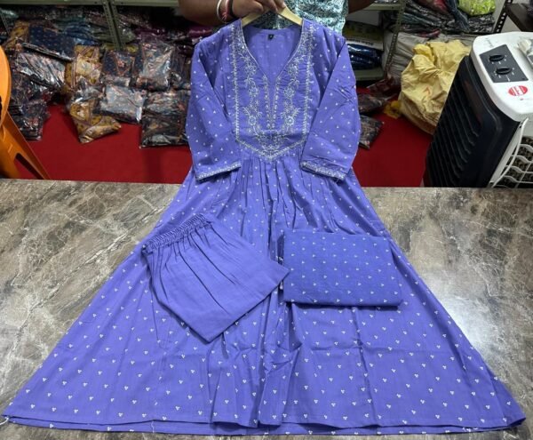 Anarkali Printed Kurta With Malmal Dupatta Set - Image 11