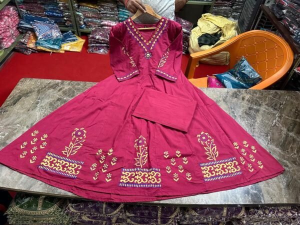 Anarkali Printed Kurta With Malmal Dupatta Set