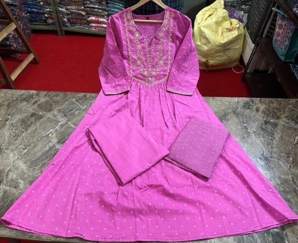 Anarkali Printed Kurta With Malmal Dupatta Set - Image 7