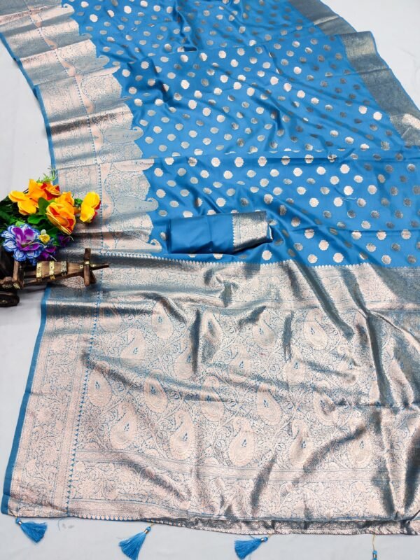 Elegant Soft Silk Saree, - Image 4