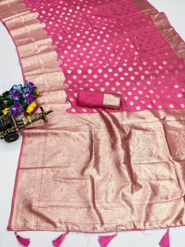 Elegant Soft Silk Saree, - Image 3