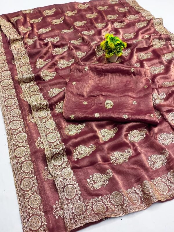 Dazzling Fendi Gold Saree - Image 5