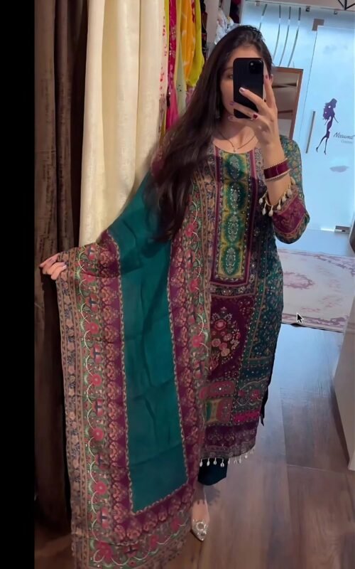 Kurti Pant & Dupatta With Original Kodi Lace