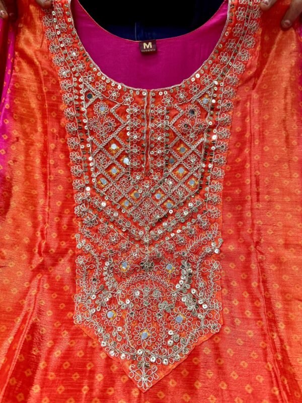 Women-Chinon Silk Fastive Wear With Dupatta Set - Image 11