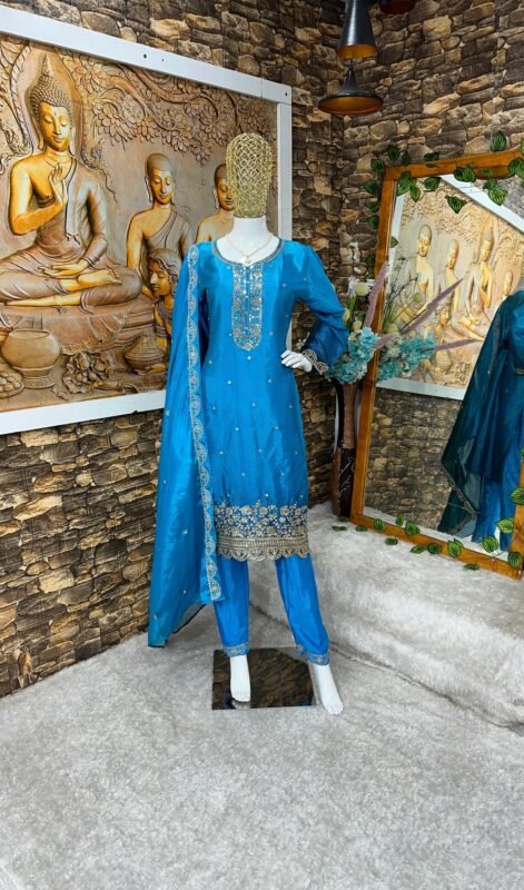 Women-Chinon-Silk-Fastive-Wear-With-Dupatta-Set