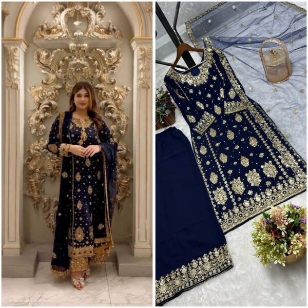 3 Pc's Kurti Plazzo Set multi colours