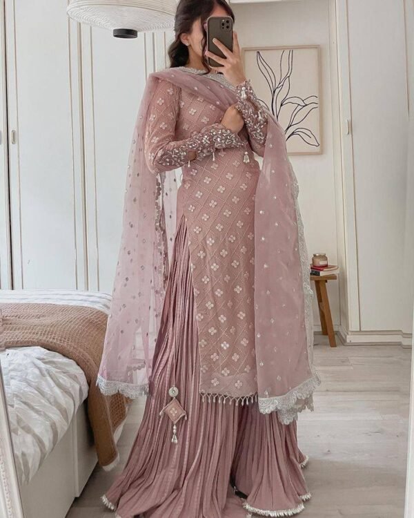 Designer Party Top Palazzo Dupatta Set - Image 8