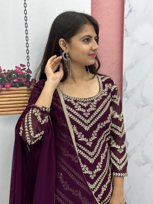 Embroidered Suit & Sharara Set - Image 8