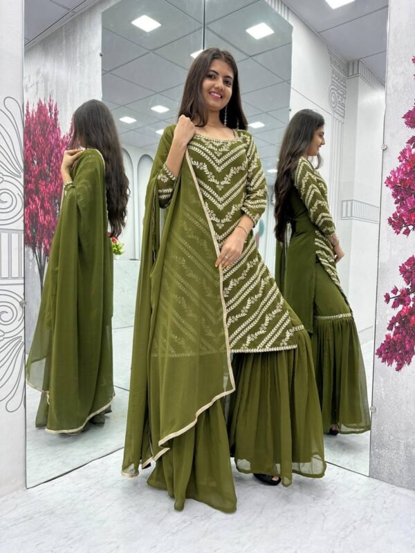 Embroidered Suit & Sharara Set - Image 5