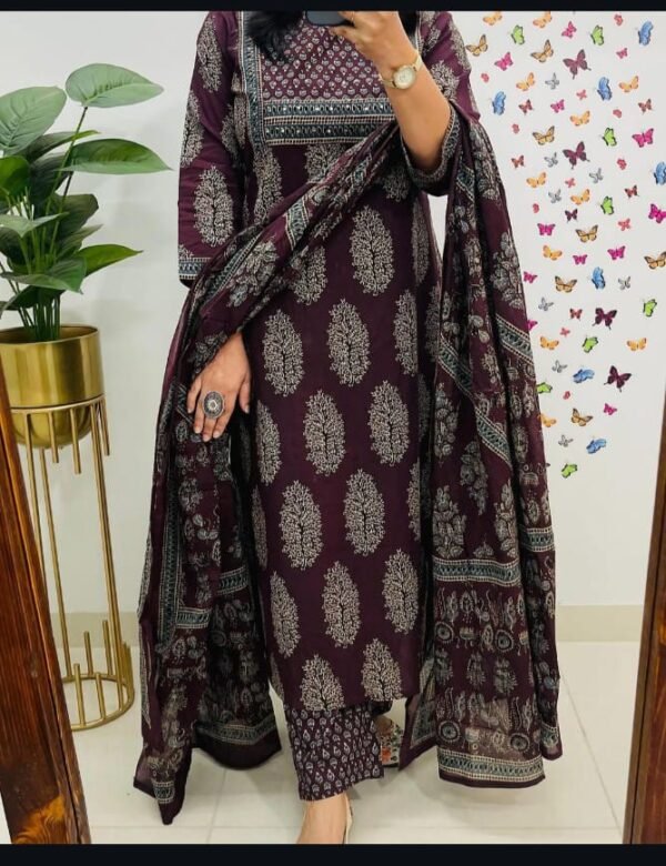 Pure fine Cotton fabric Kurti with Pant Red