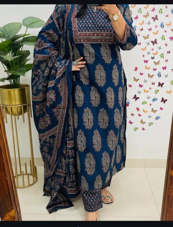 Pure fine Cotton Fabric Kurti with Pant Multi