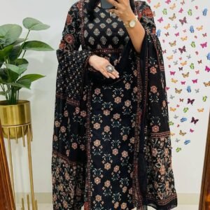 Pure fine Cotton fabric Kurti with Pant Black