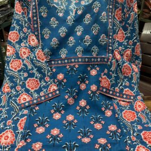 Pure fine Cotton fabric Kurti with Pant Blue Re