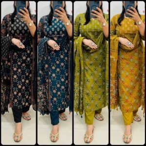 Pure fine Cotton Fabric Kurti with Pant Multi