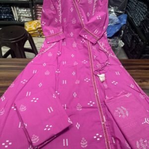 Pure fine Cotton fabric Kurti with Pant Pink