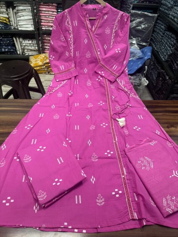 Pure fine Cotton fabric Kurti with Pant Pink