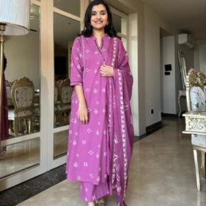 Pure fine Cotton fabric Kurti with Pant Pink