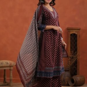 Pure fine Cotton fabric Kurti with Pant Red