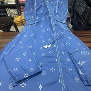 Pure fine Cotton fabric Kurti with Pant Sky Blue