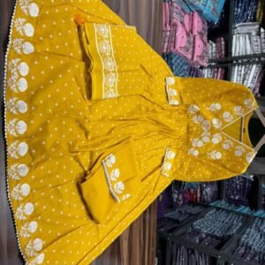 Pure fine Cotton fabric Kurti with Pant Yellow