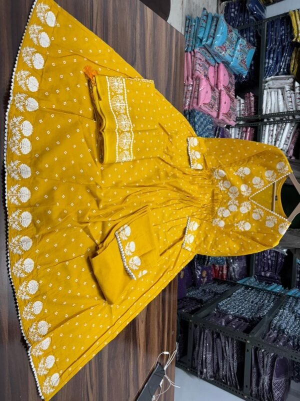 Pure fine Cotton fabric Kurti with Pant Yellow