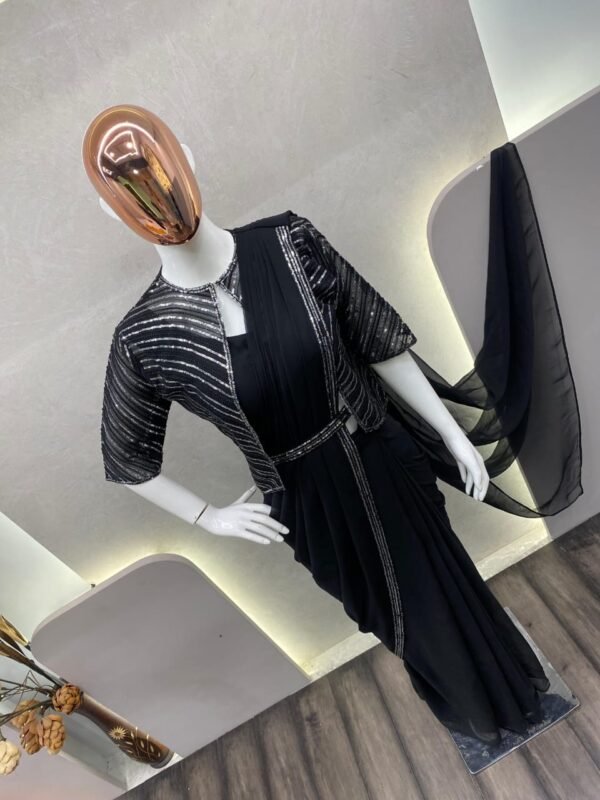 Ready To Wear Saree with Jacket Set  - Image 3