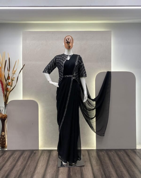 Ready To Wear Saree with Jacket Set  - Image 2